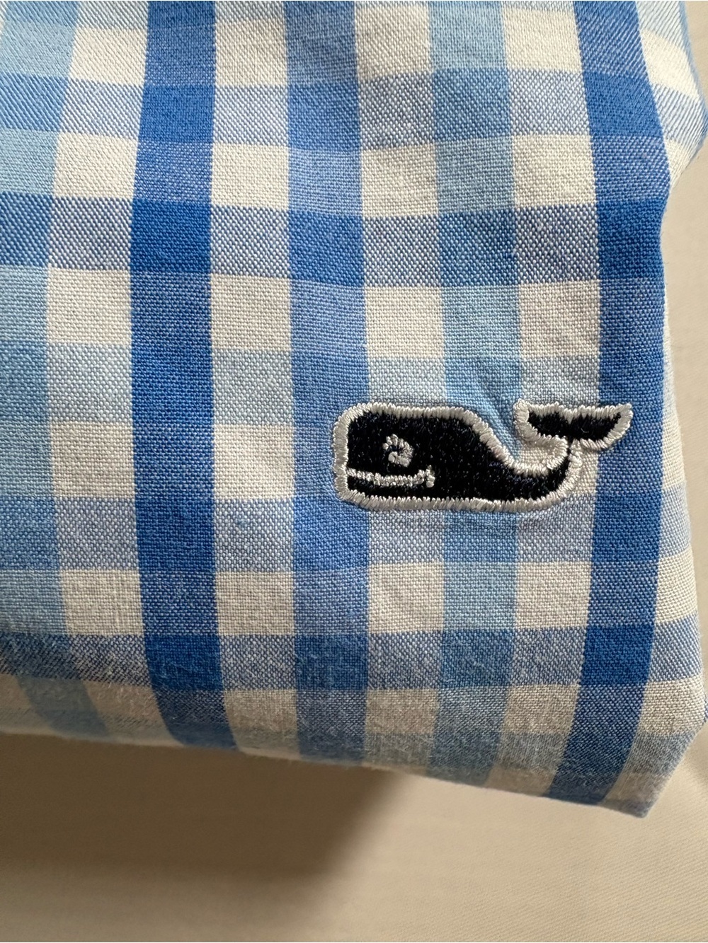 Vineyard Vines Mens Large Slim Fit Whale Shirt Blue White Gingham Button Down - Picture 4 of 7